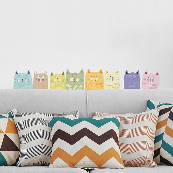 Multicolor Cats Wall Decals