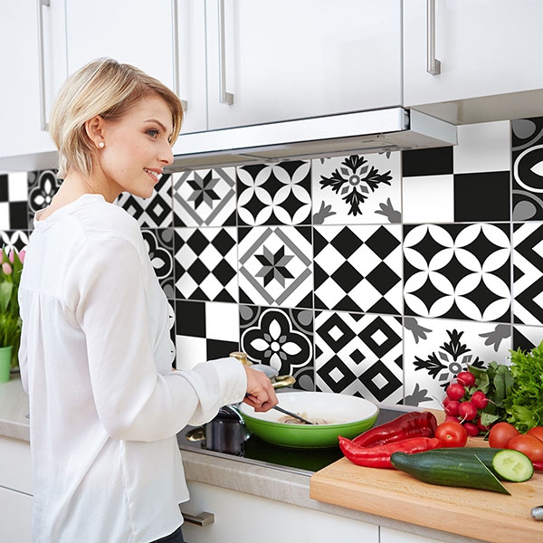 Black and White Azulejos Backsplash