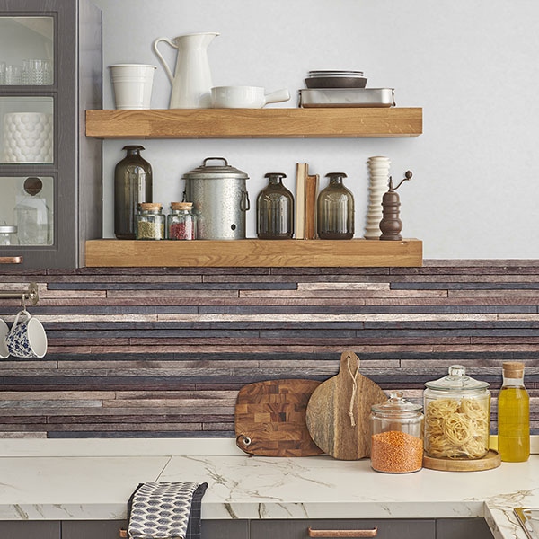 Wood Strips Backsplash