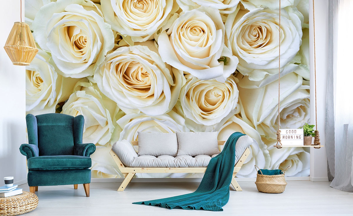 White Roses Wall Mural