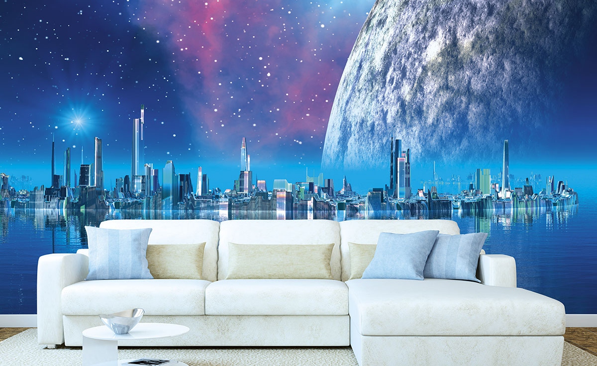 Futuristic City Wall Mural