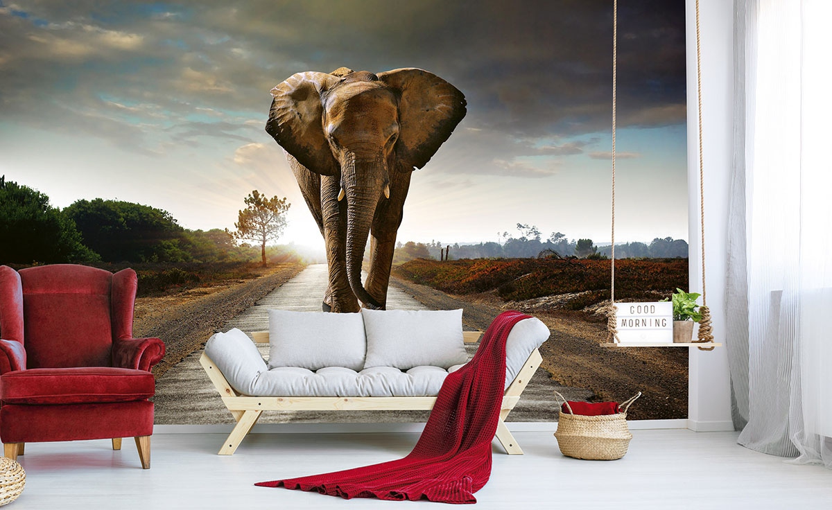 Walking Elephant Wall Mural
