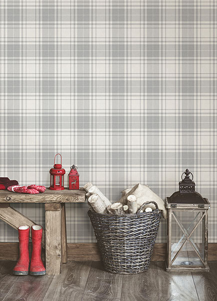 Franklin Plaid Grey Peel & Stick Wallpaper