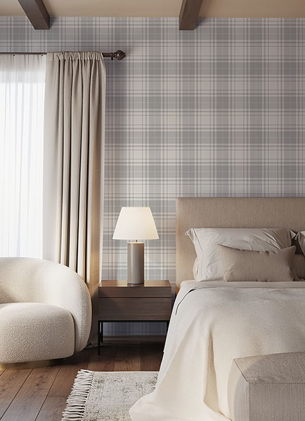 Franklin Plaid Grey Peel & Stick Wallpaper