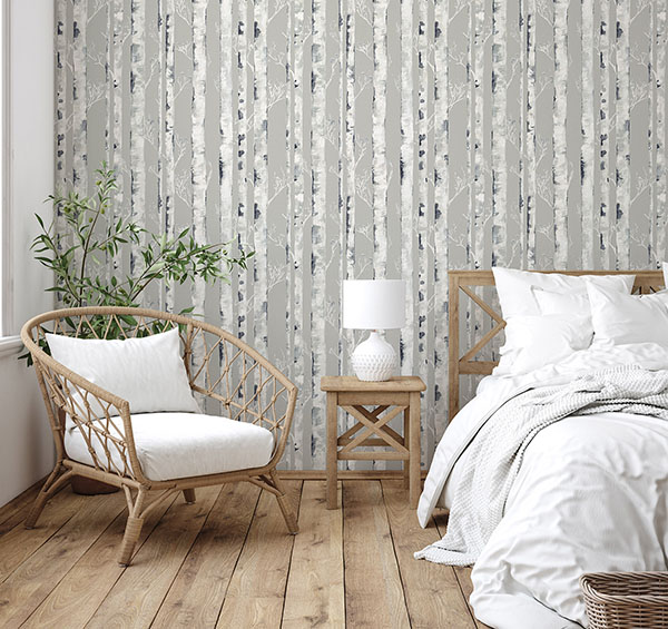 Birchdale Grey Peel & Stick Wallpaper