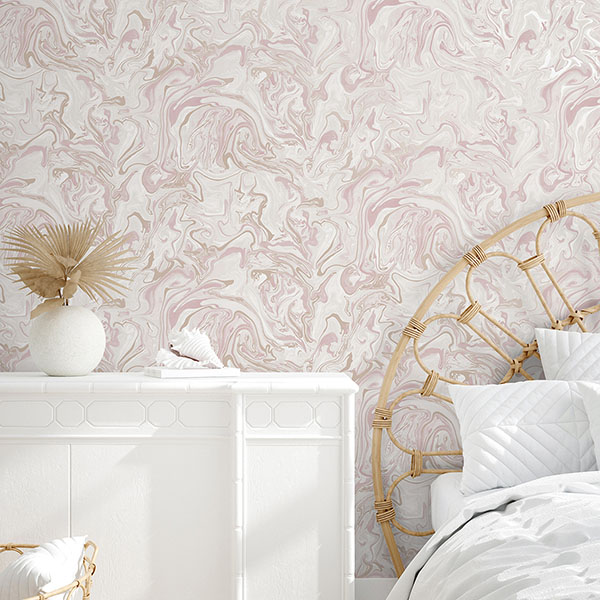 Blush Marble Swirl Peel & Stick Wallpaper