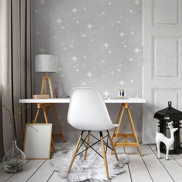  Grey Scattered Stars Peel & Stick Wallpaper
