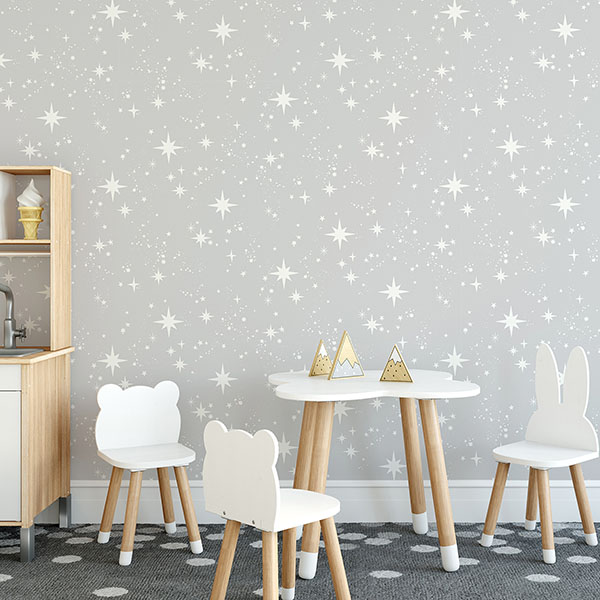  Grey Scattered Stars Peel & Stick Wallpaper