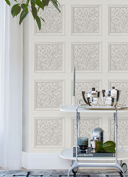 Carved Floral White Peel & Stick Wallpaper