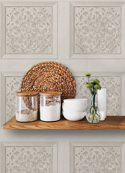 Carved Floral Cream Peel & Stick Wallpaper