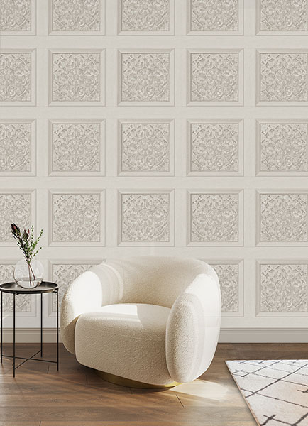 Carved Floral Cream Peel & Stick Wallpaper