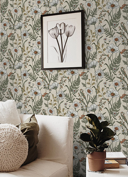 Spring Meadow Cream Peel & Stick Wallpaper