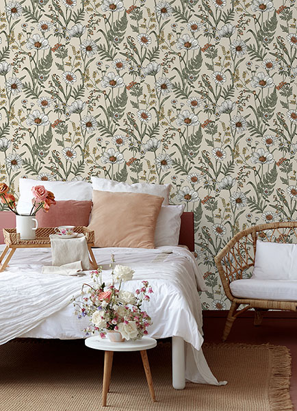 Spring Meadow Cream Peel & Stick Wallpaper