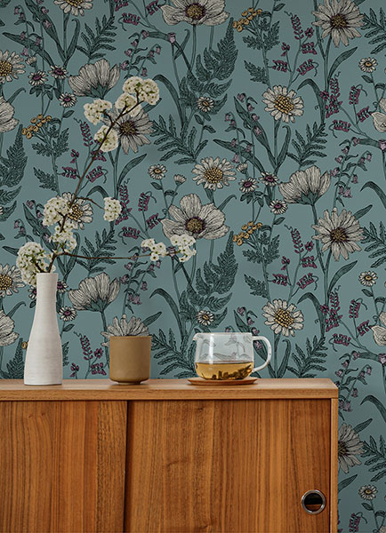 Spring Meadow Blue Peel & Stick Wallpaper