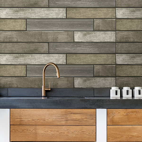Brown Wood Planks Wall Art Kit