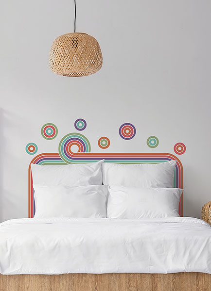Retro Rainbow Headboard Wall Decal
