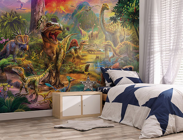 Landscape of Dinosaurs Wall Mural