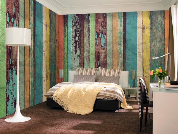 Colored Wood Wall Mural