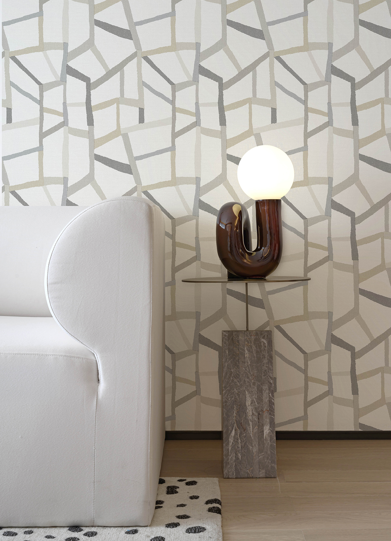 Tate Grey Geometric Linen Wallpaper