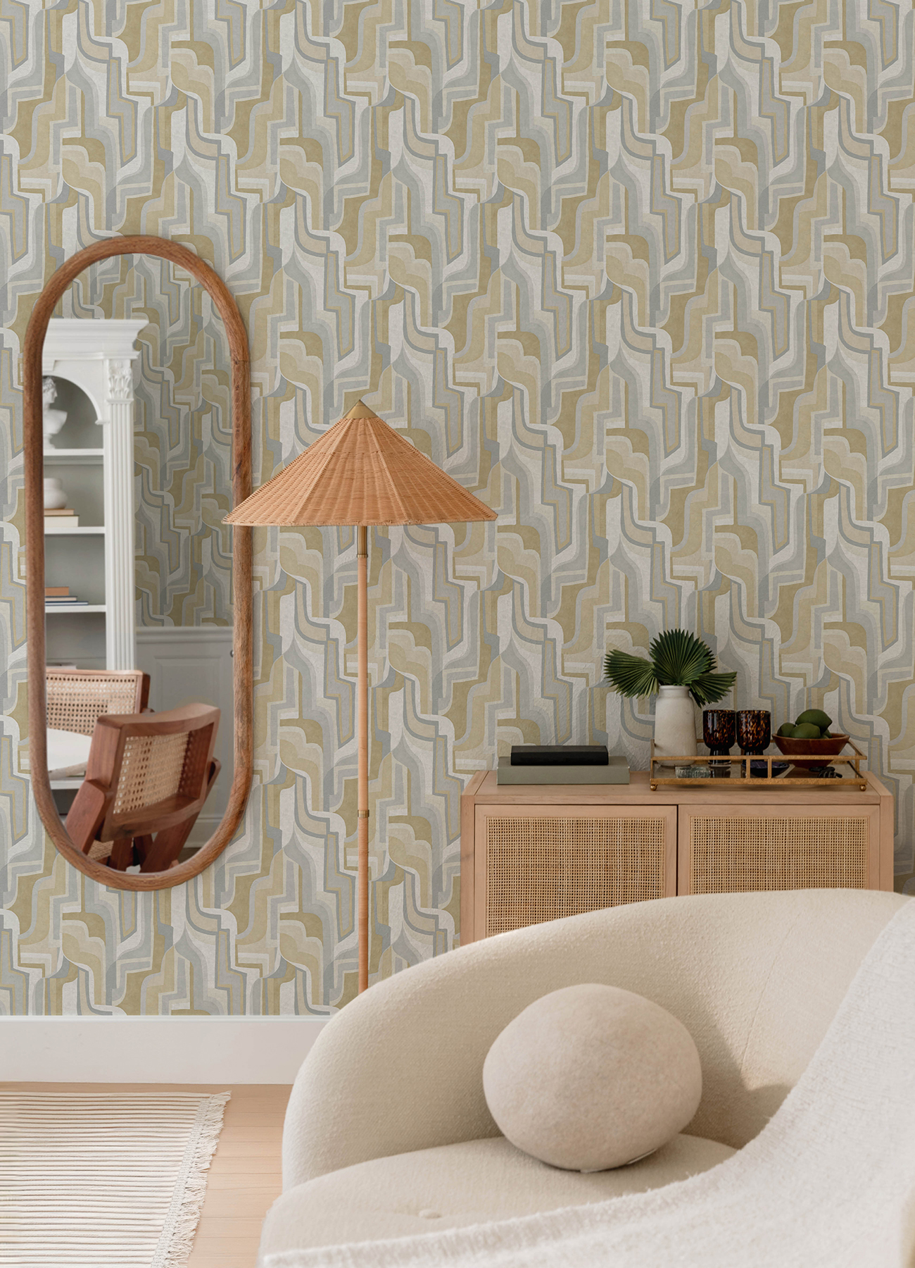 Tulum Khaki Surreal Shapes Wallpaper