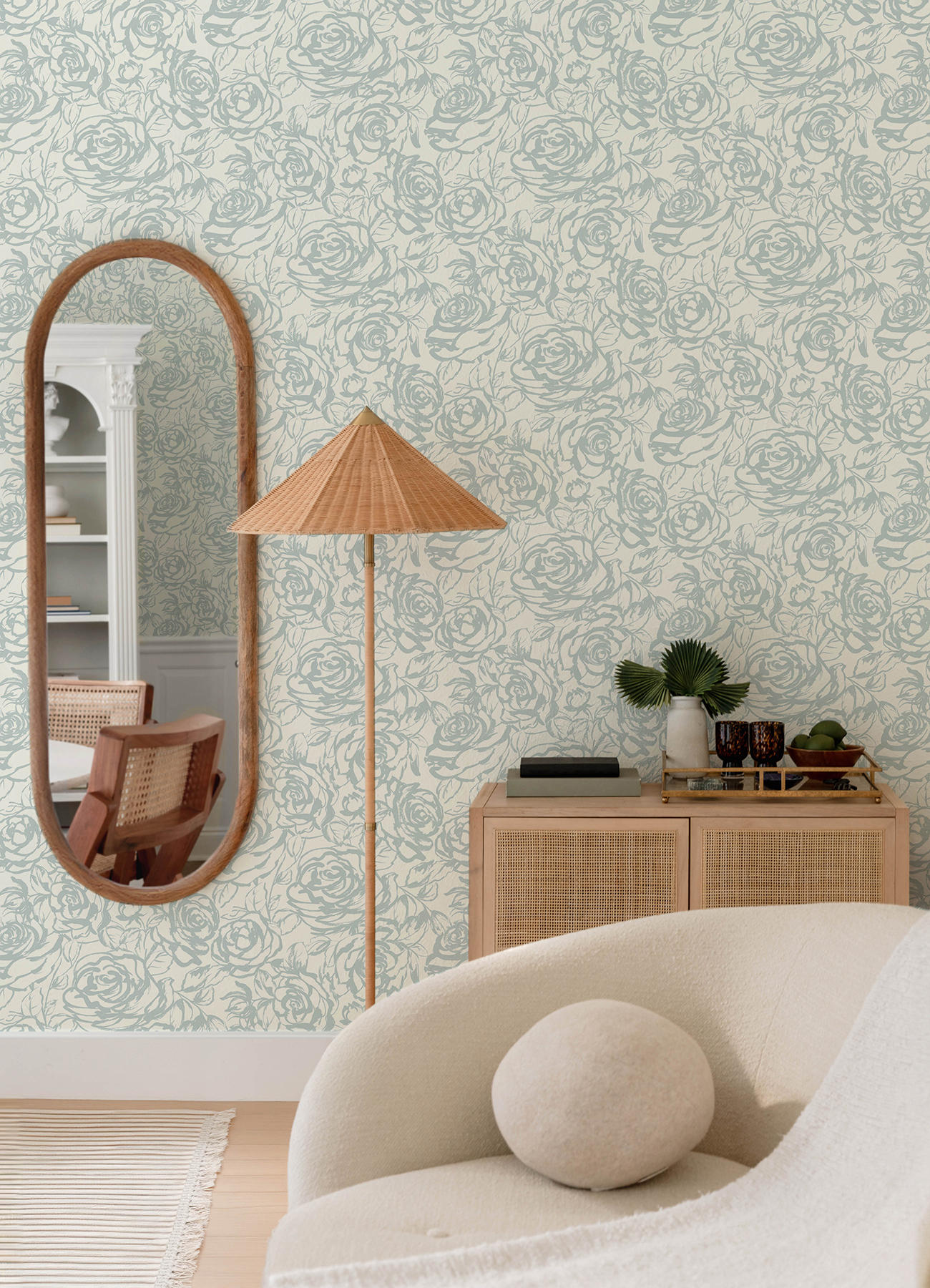Nelda Light Blue Rose Wallpaper