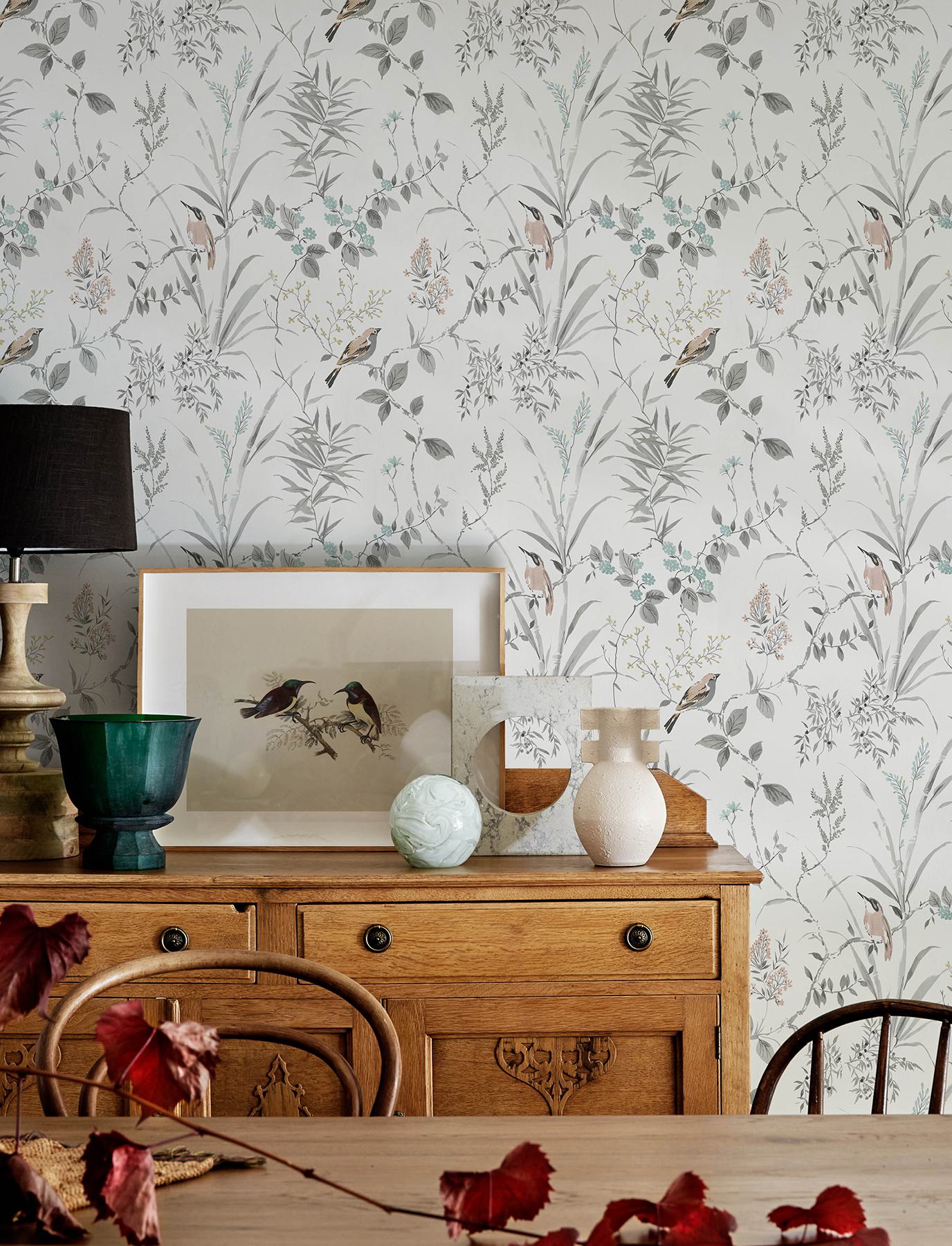 Imperial Garden Neutral Botanical Wallpaper