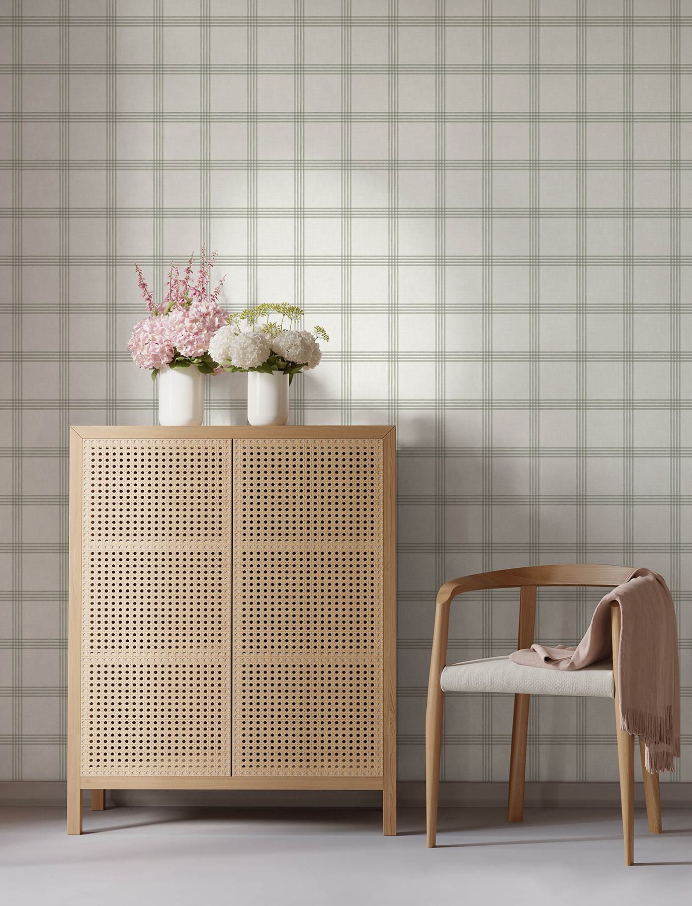 Twain Green Plaid Wallpaper