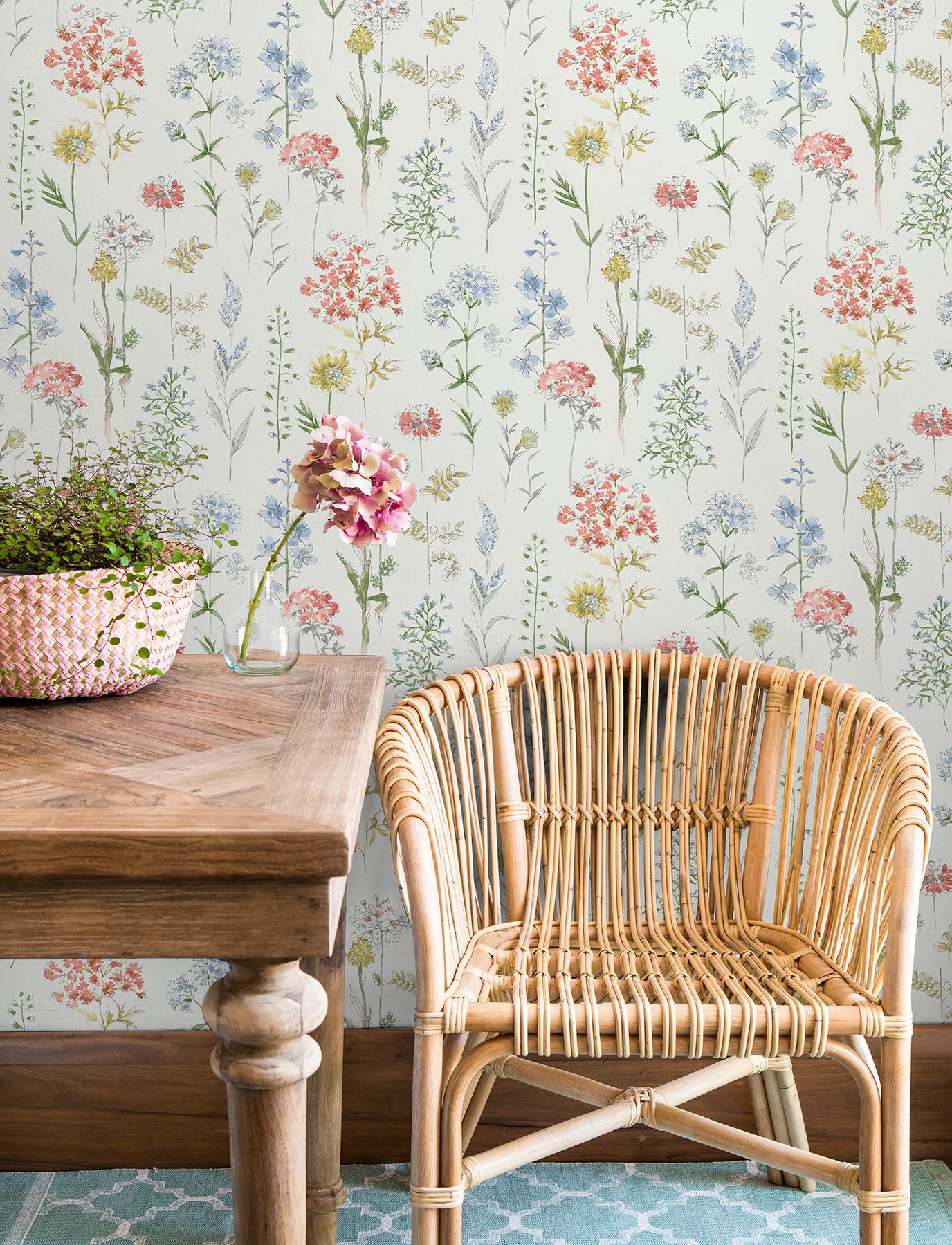 Bergamot Multicolor Wildflower Wallpaper