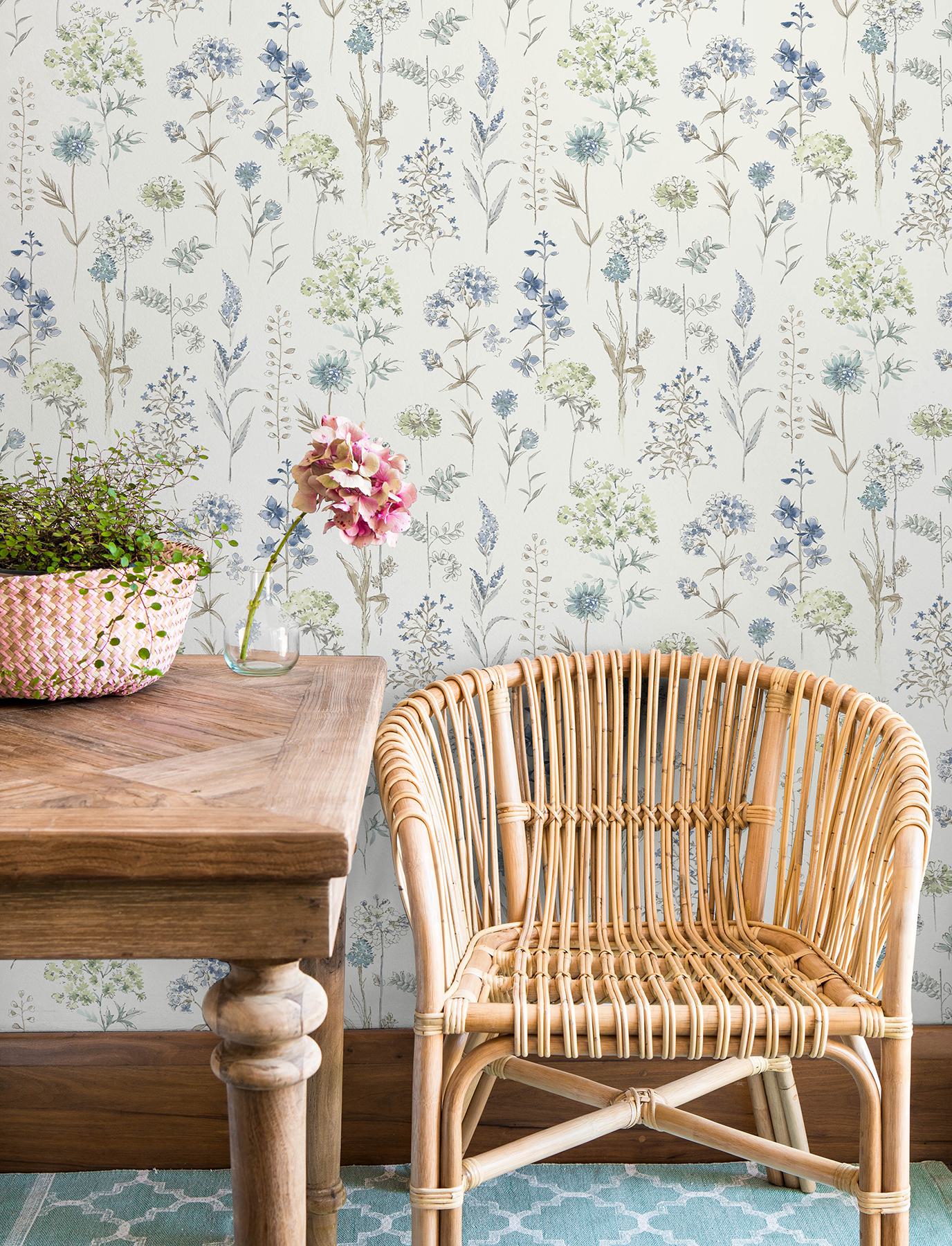Bergamot Sea Green Wildflower Wallpaper