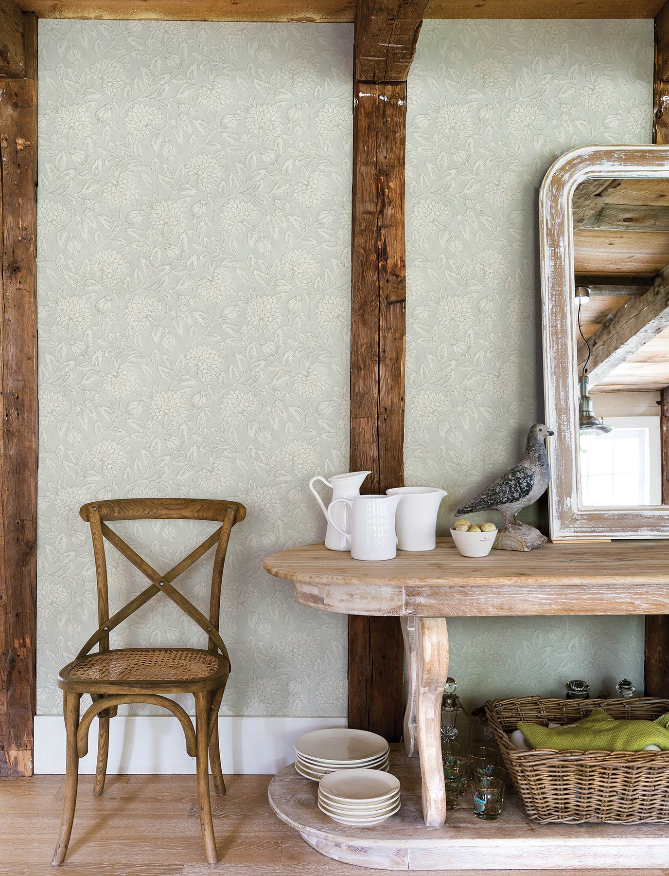 Vadouvan Light Blue Jacobean Trail Wallpaper
