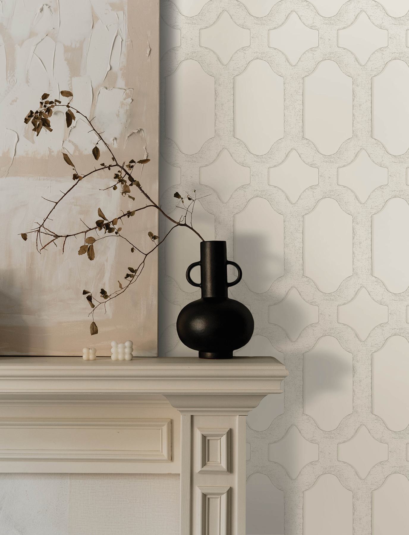 Chervil White Trellis Wallpaper