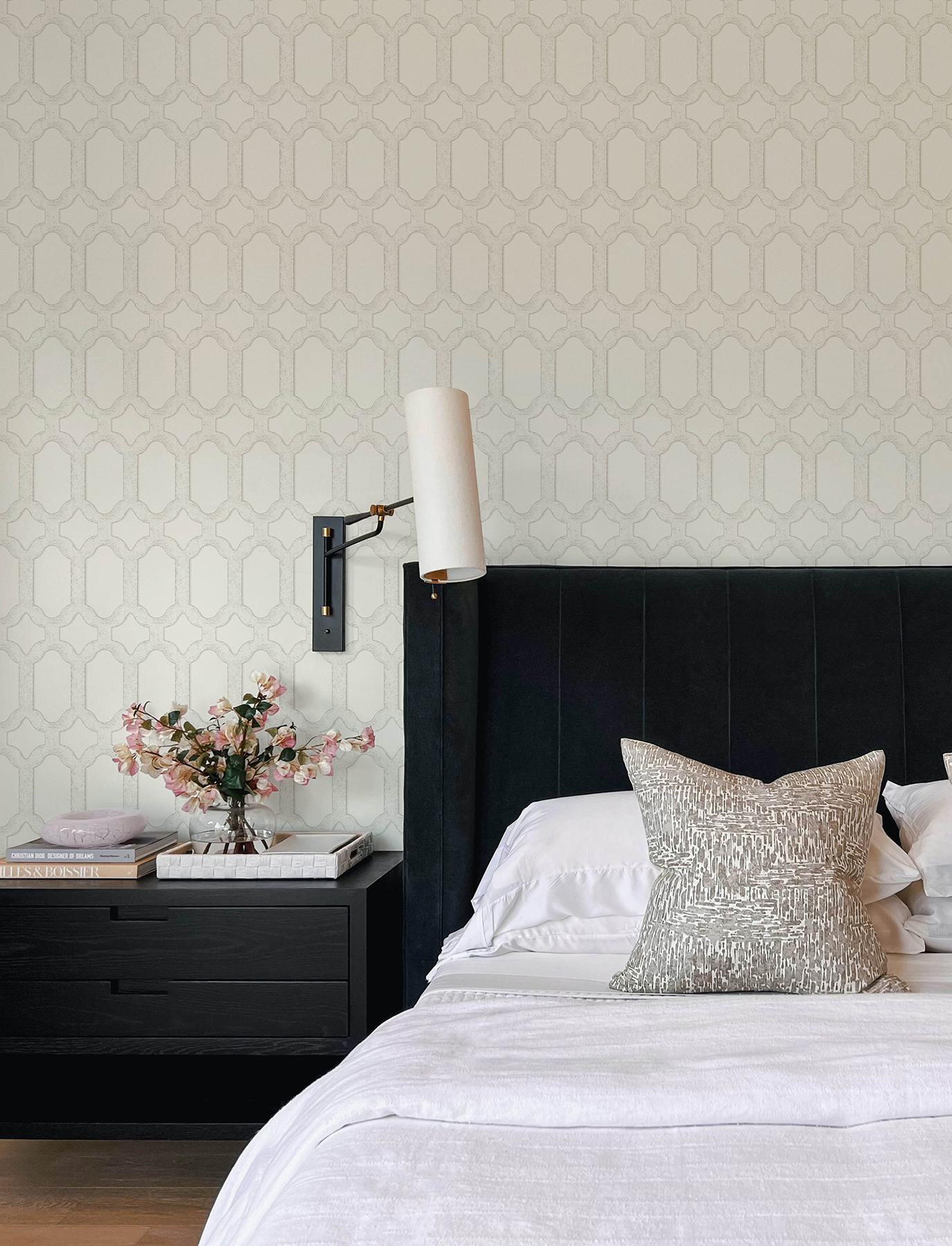 Chervil White Trellis Wallpaper