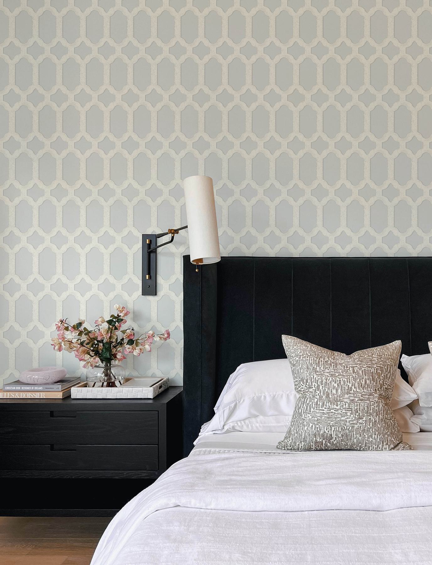 Chervil Sky Blue Trellis Wallpaper