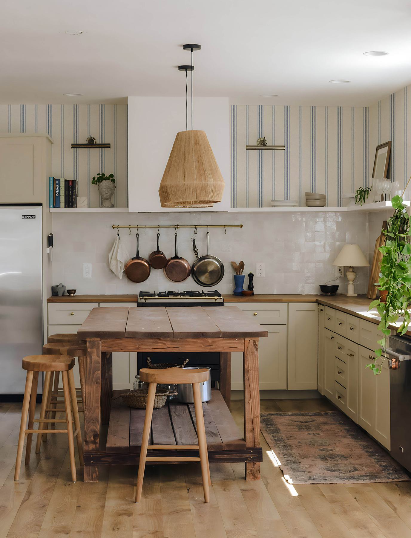 Lovage Blue Linen Stripe Wallpaper
