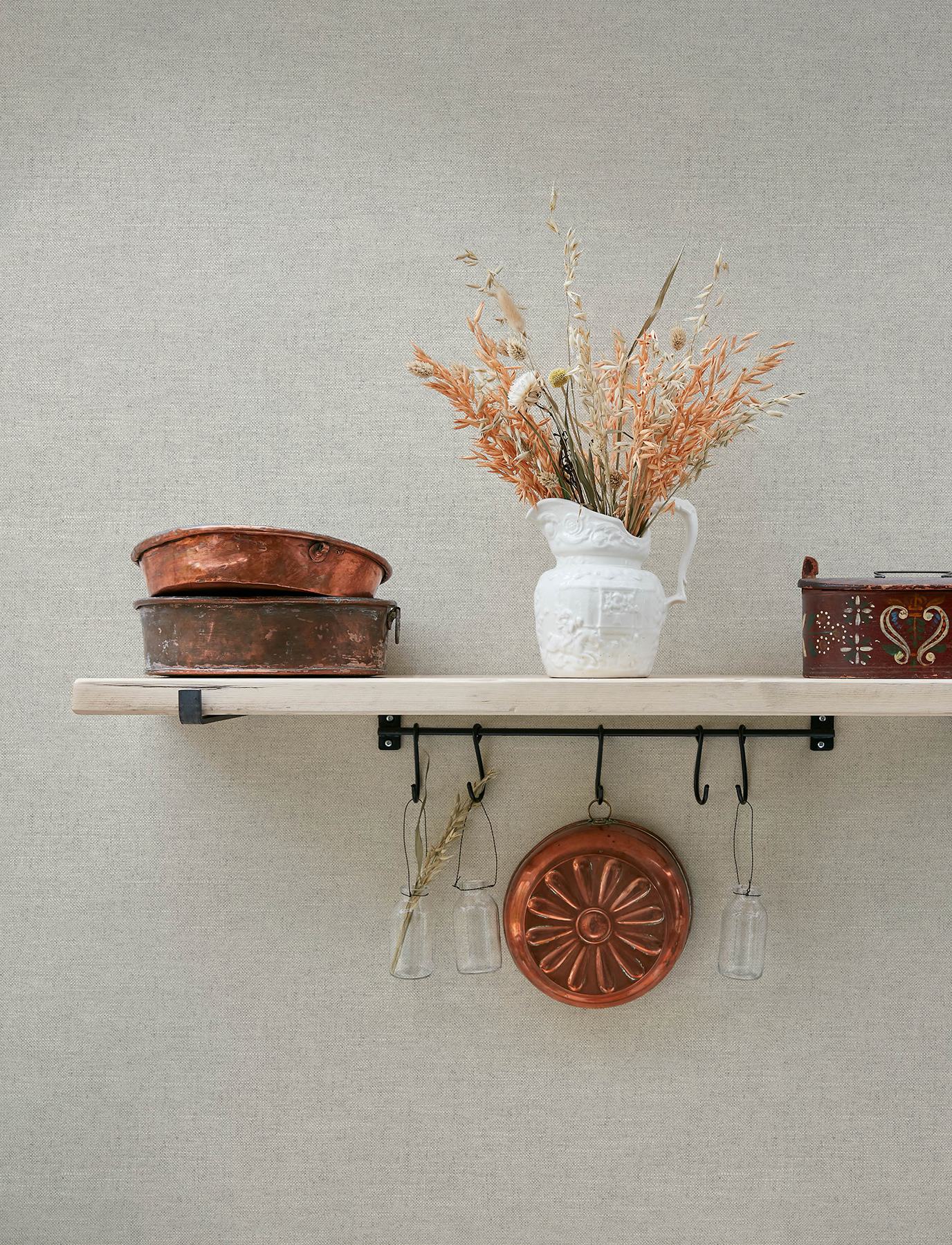 Chambray Light Grey Fabric Weave Wallpaper