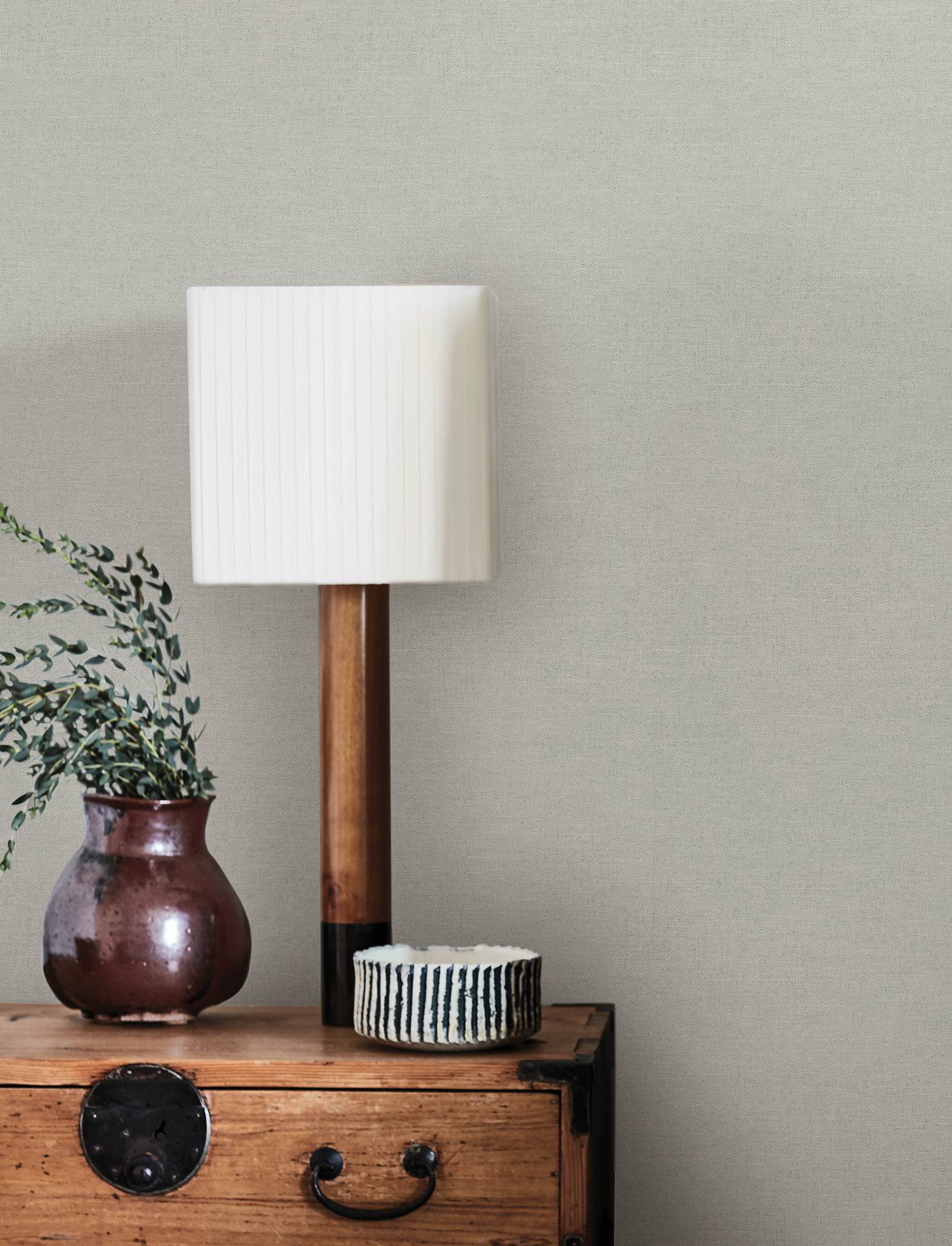 Chambray Light Grey Fabric Weave Wallpaper
