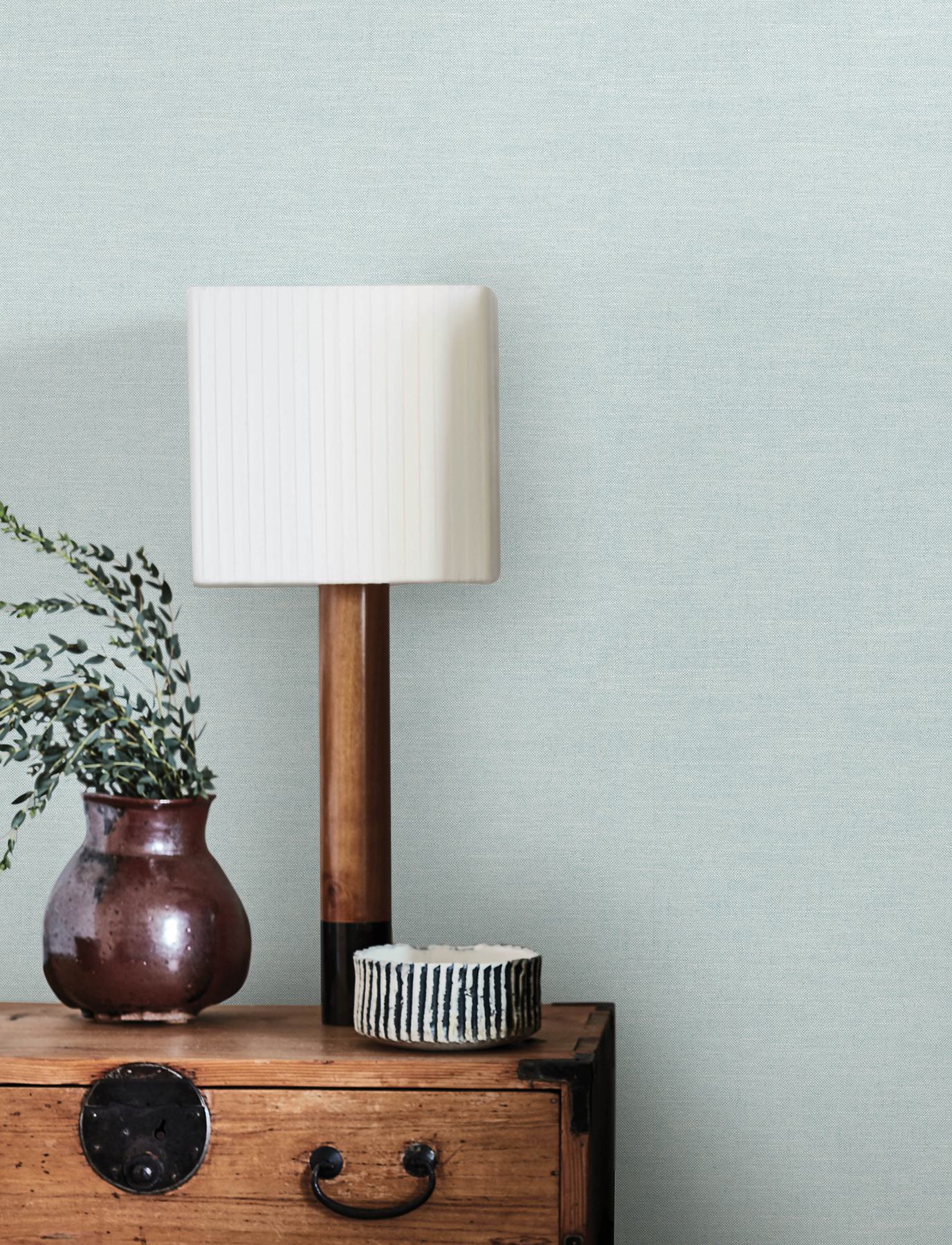 Chambray Light Blue Fabric Weave Wallpaper