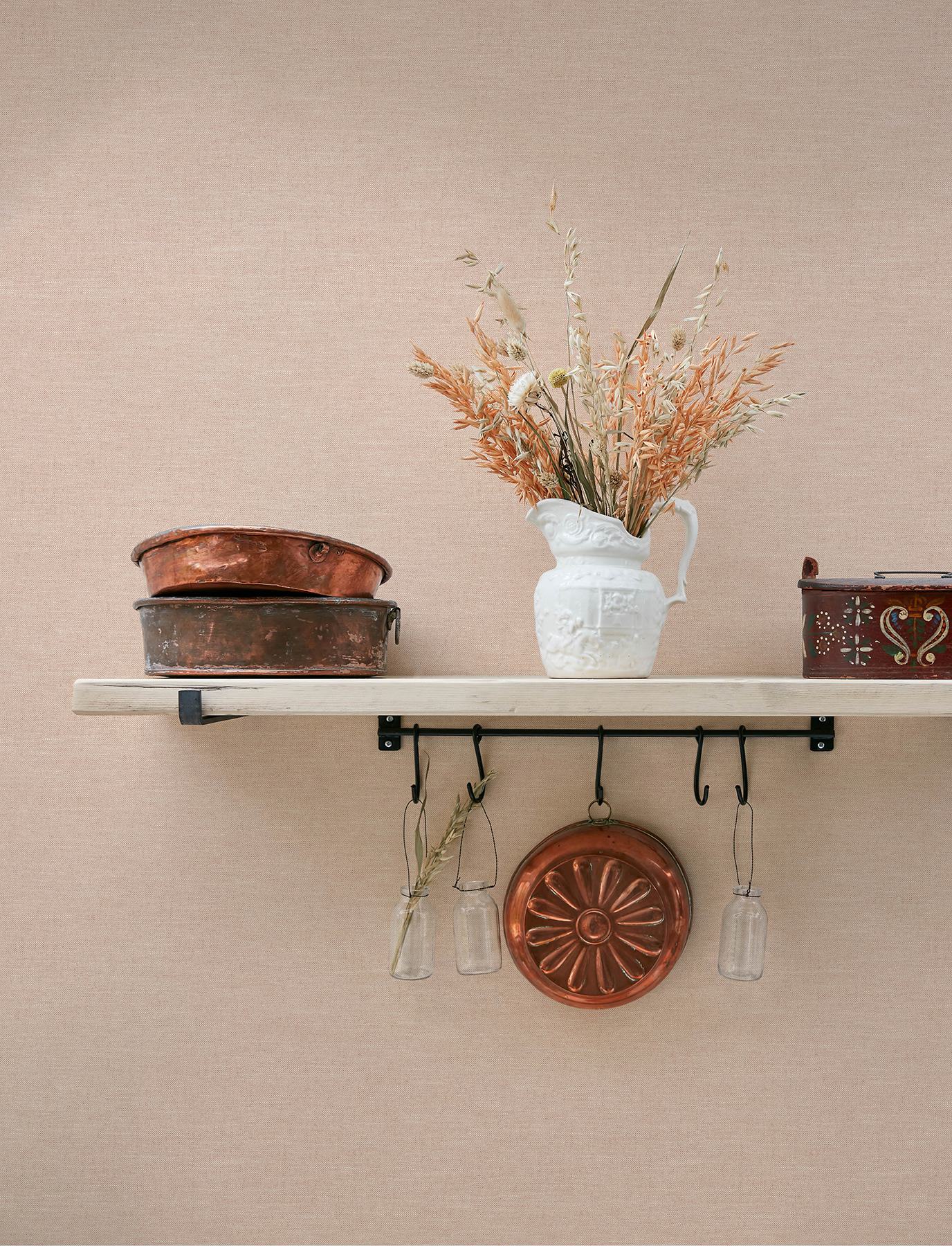Chambray Blush Fabric Weave Wallpaper