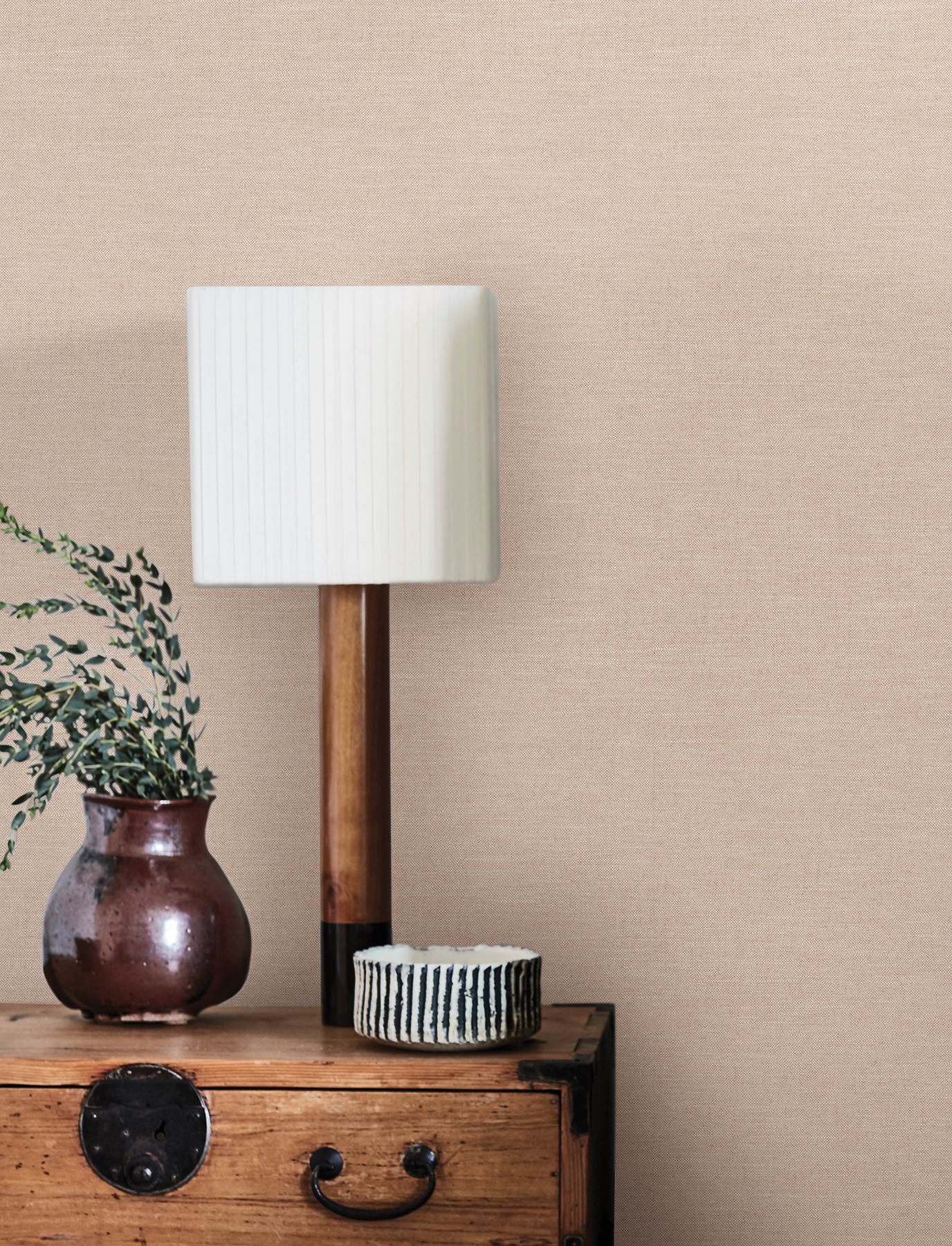 Chambray Blush Fabric Weave Wallpaper