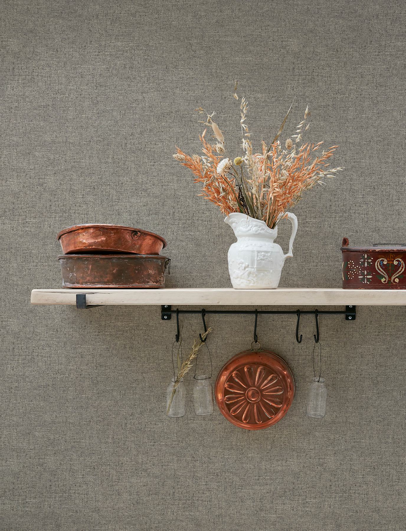 Chambray Grey Fabric Weave Wallpaper
