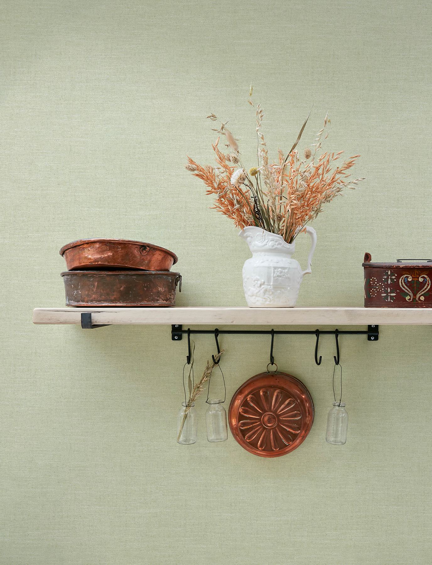 Chambray Sage Fabric Weave Wallpaper