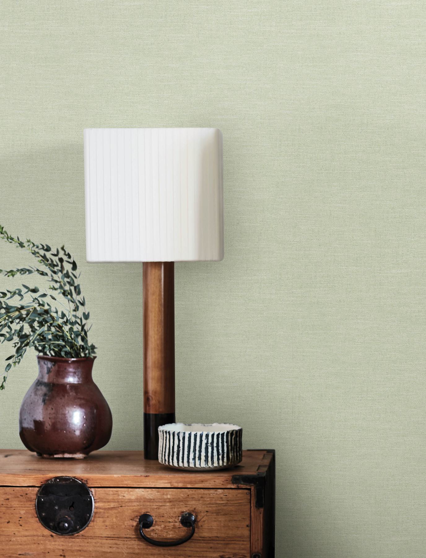 Chambray Sage Fabric Weave Wallpaper