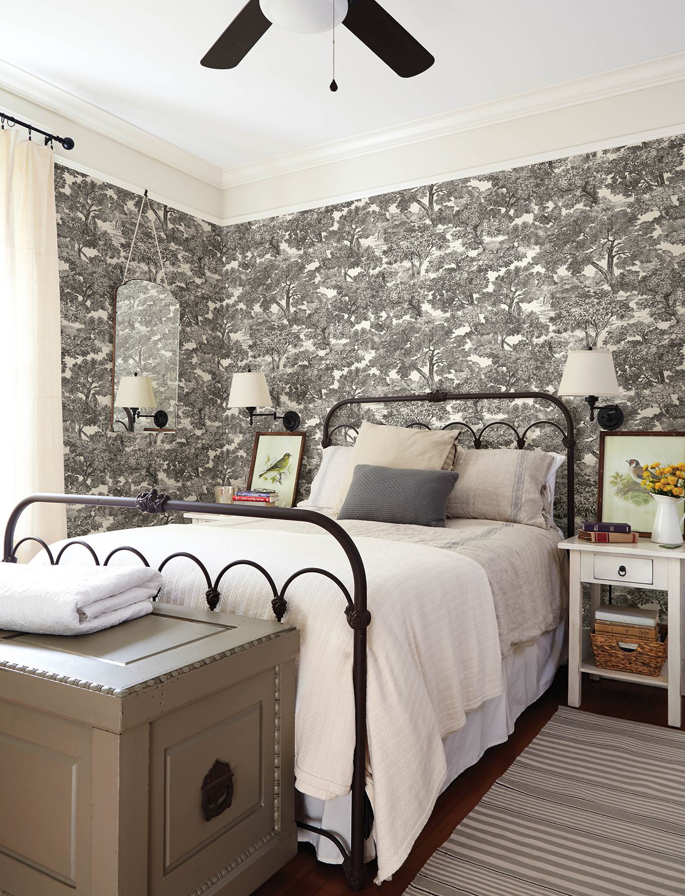 Spinney Black Toile Wallpaper