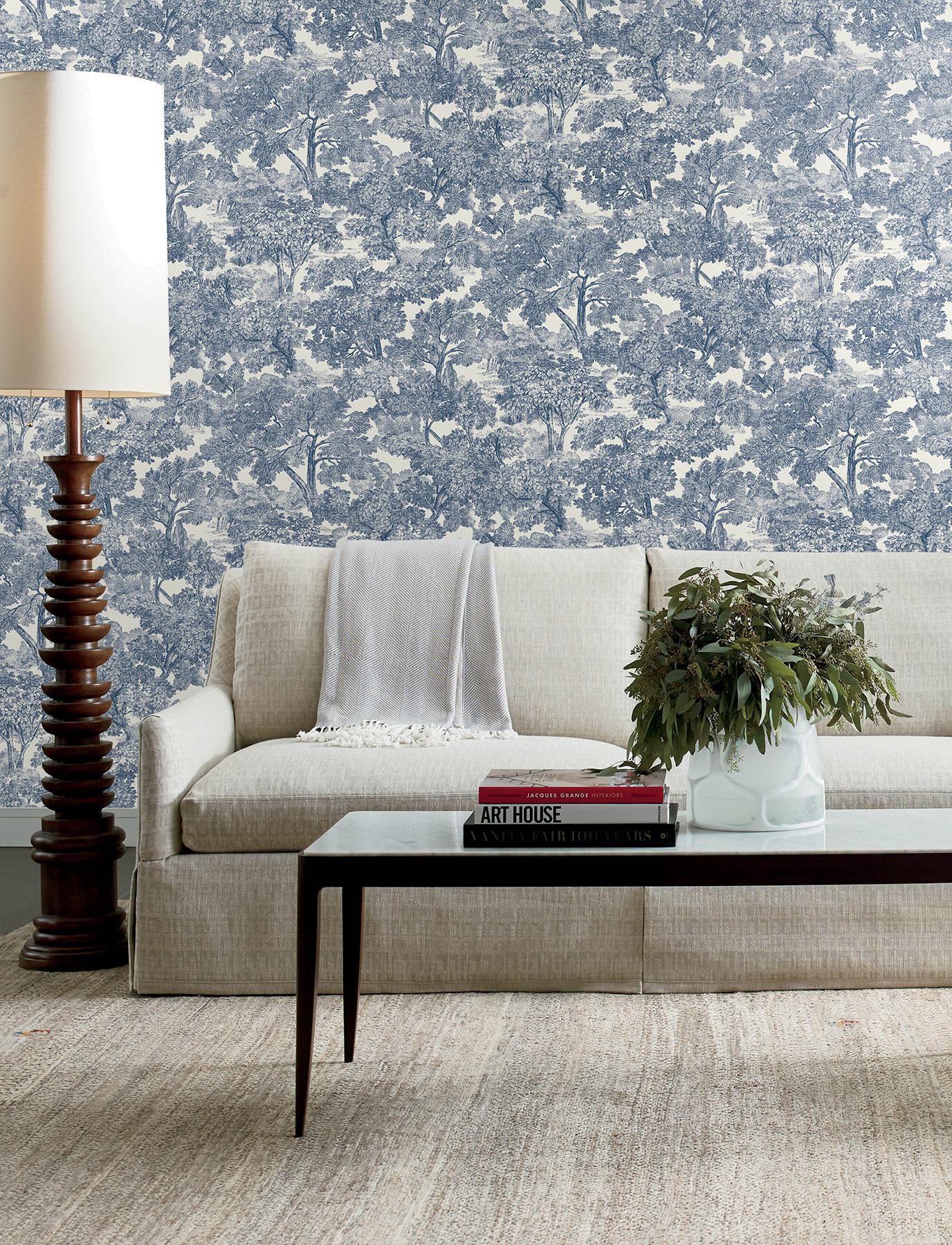 Spinney Blue Toile Wallpaper