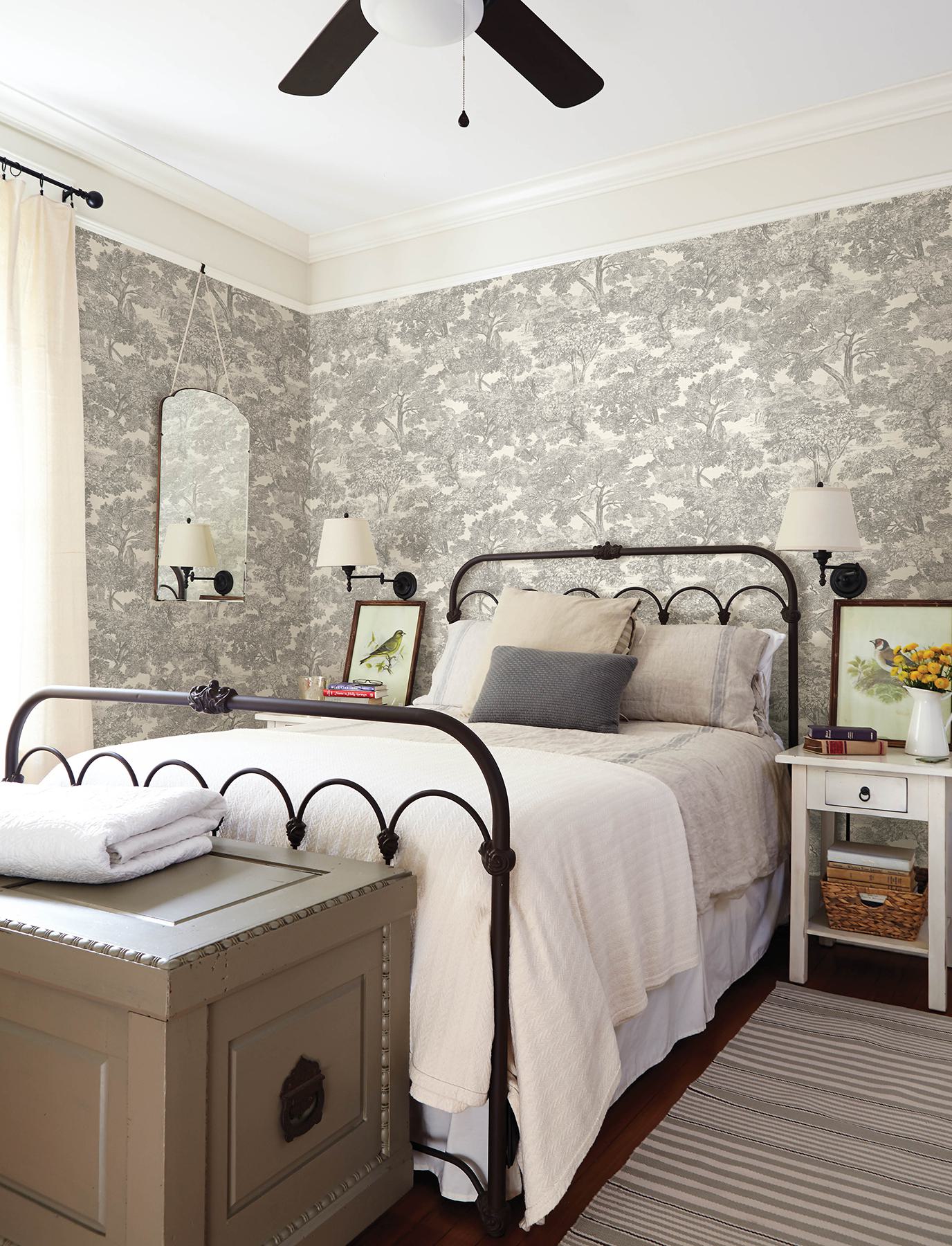 Spinney Grey Toile Wallpaper