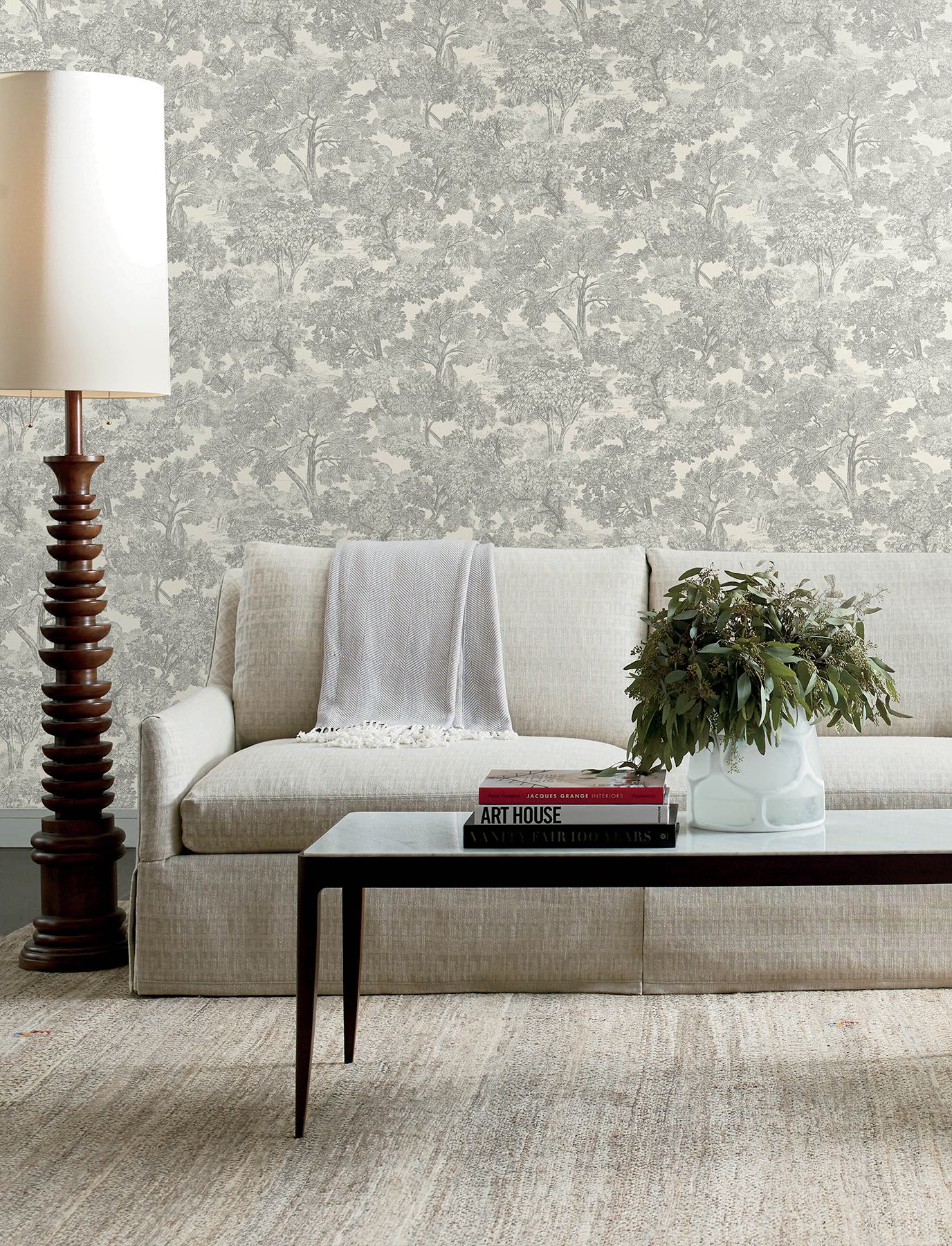 Spinney Grey Toile Wallpaper
