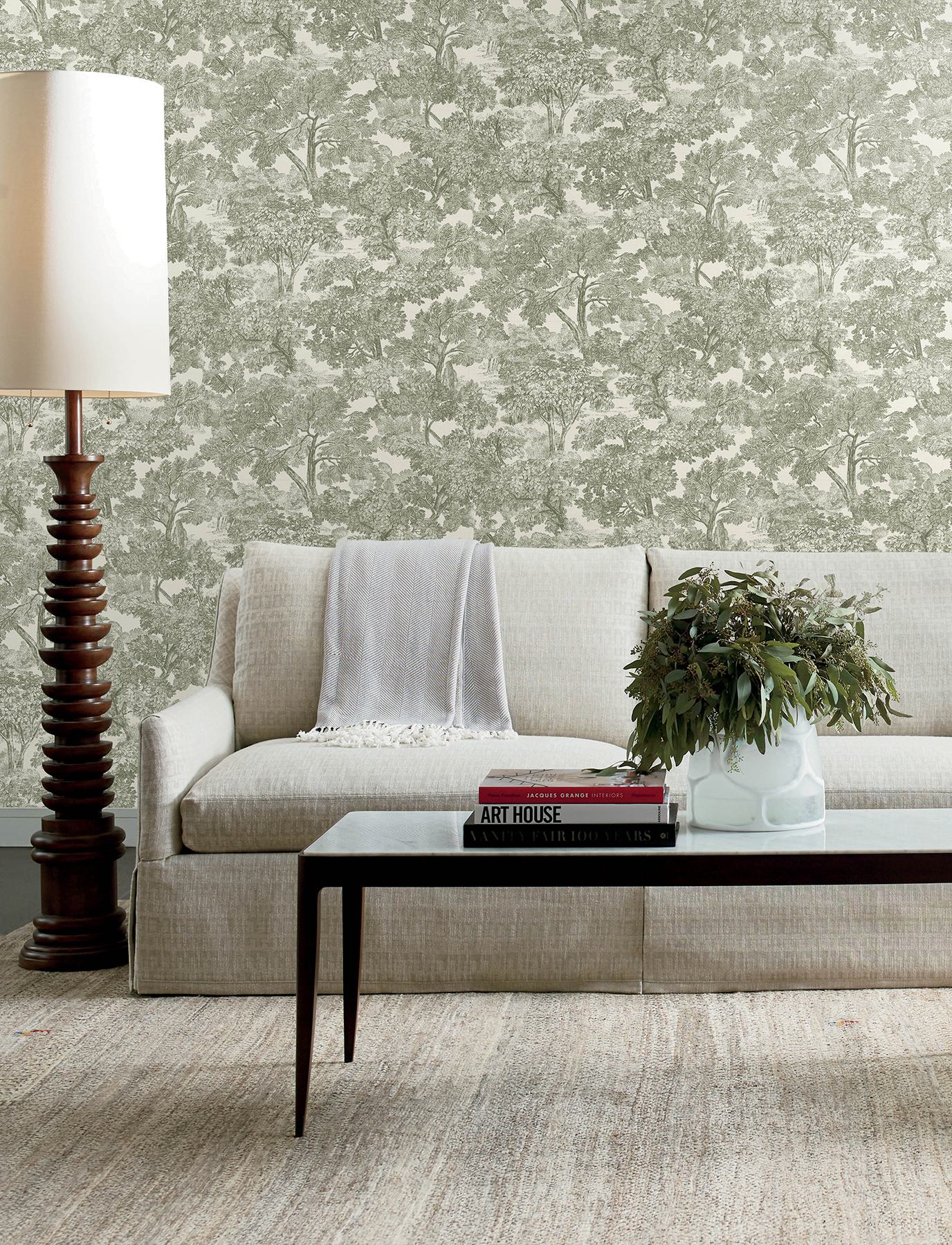 Spinney Green Toile Wallpaper