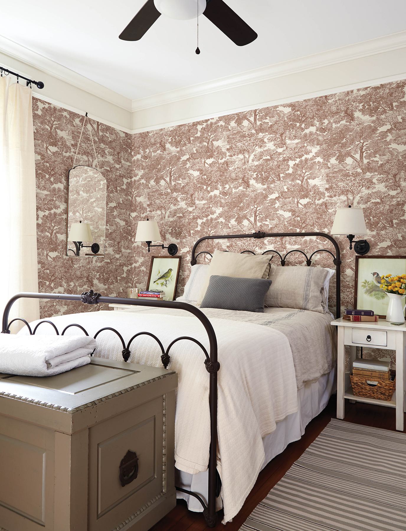 Spinney Red Toile Wallpaper