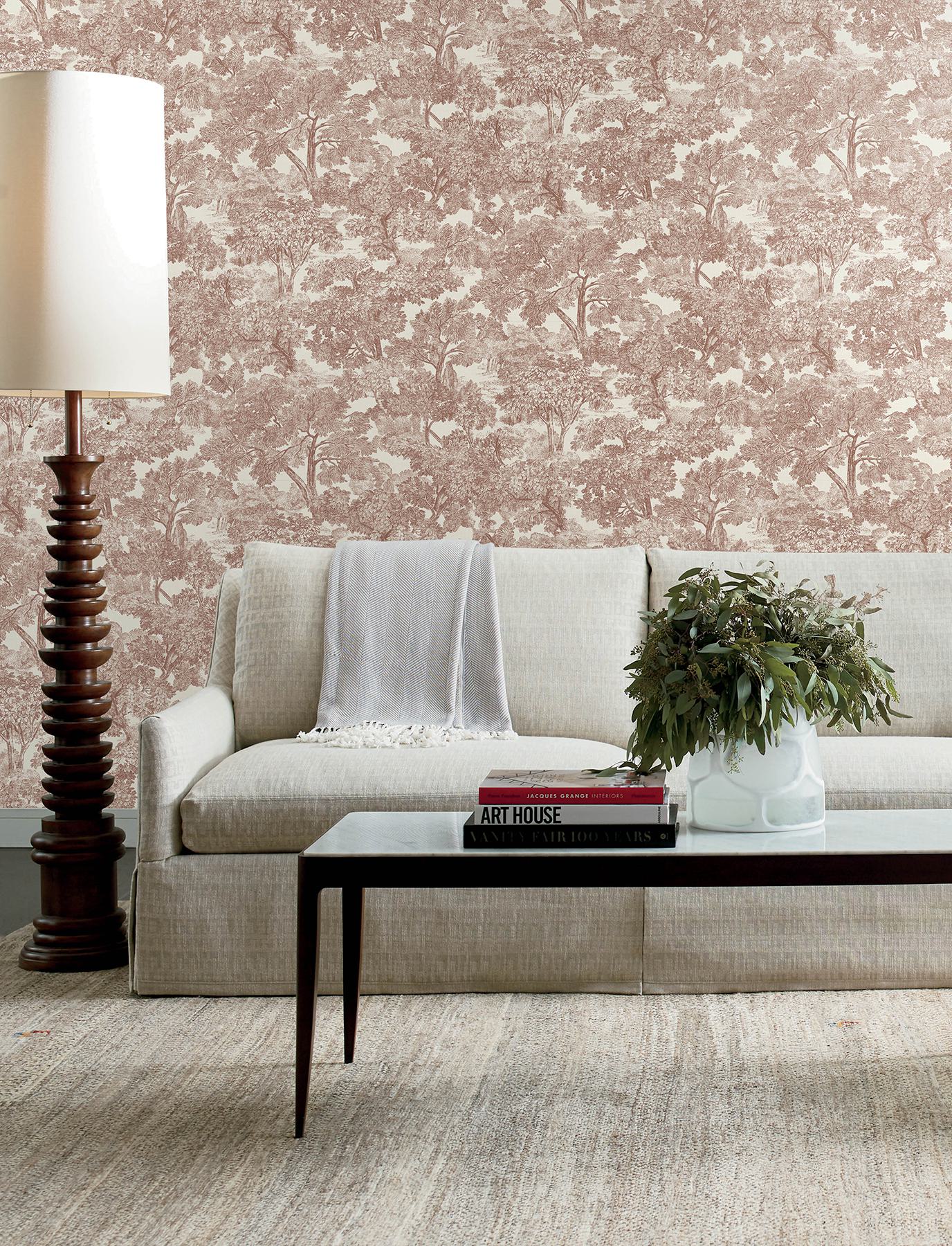 Spinney Red Toile Wallpaper
