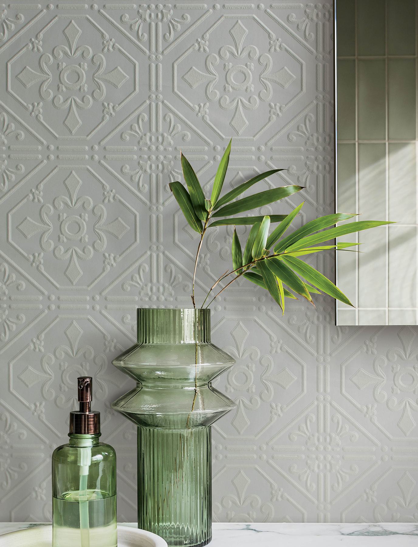 Brooklyn White Tin Paintable Wallpaper